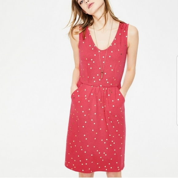 Boden Melinda Jersey Dress In Pink And Gold Size 12 - Picture 1 of 7